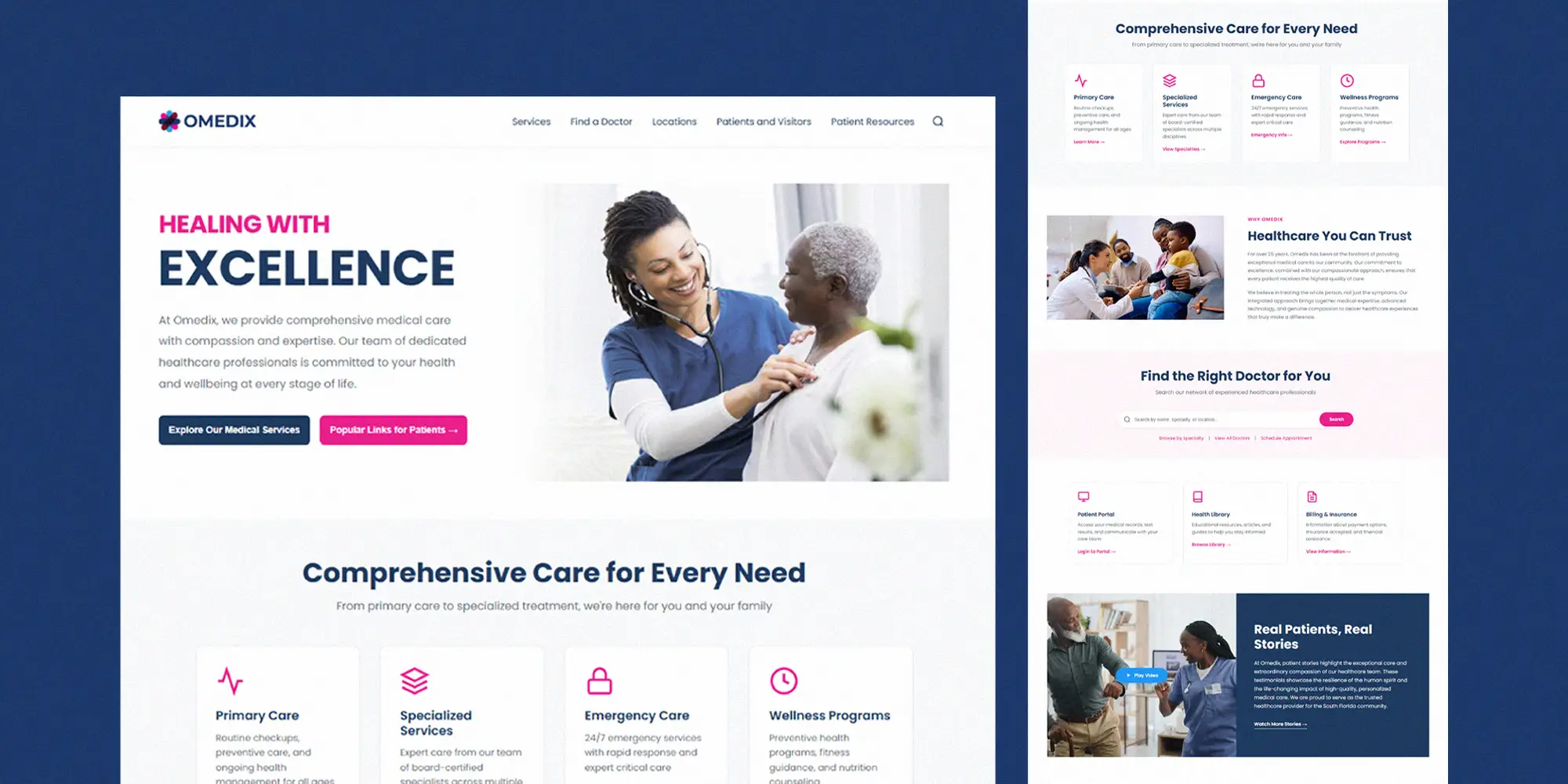 Omedix website and digital design